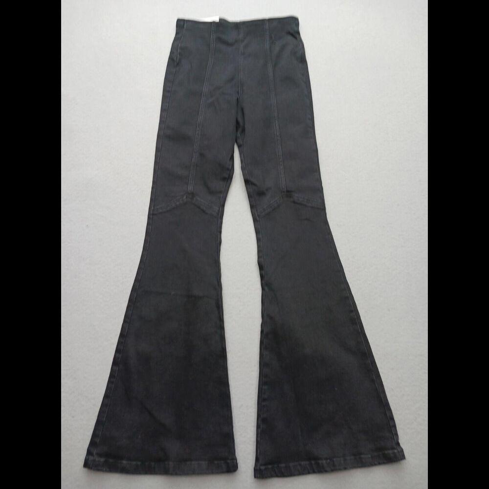 Forever 21 Women Jeans Small Black Flared Dark Pocketless Mid Rise